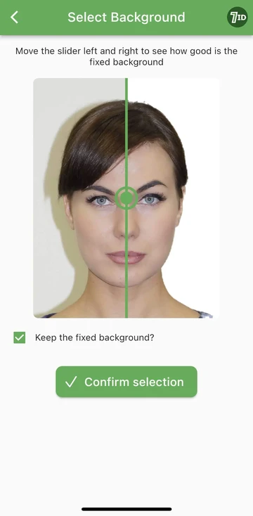 Aplikacija 7ID: fotografija 35x45 z belim ozadjem