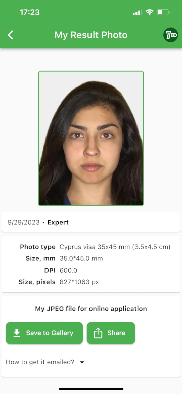 7ID-sovellus: Kypros Visa Photo Background Editor