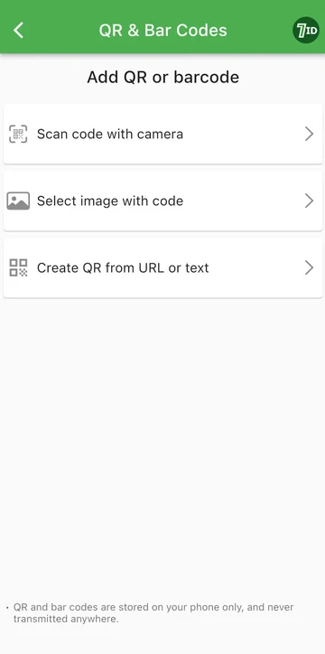 QR Code App: Easily add a new QR or Barcode