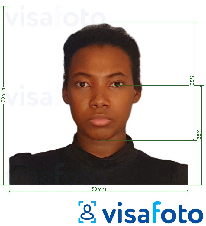 ຕົວຢ່າງຮູບພາບສໍາລັບ Barbados Passport 5x5 cm ພ້ອມມີຂໍ້ກໍານົດຂະໜາດທີ່ແນ່ນອນ