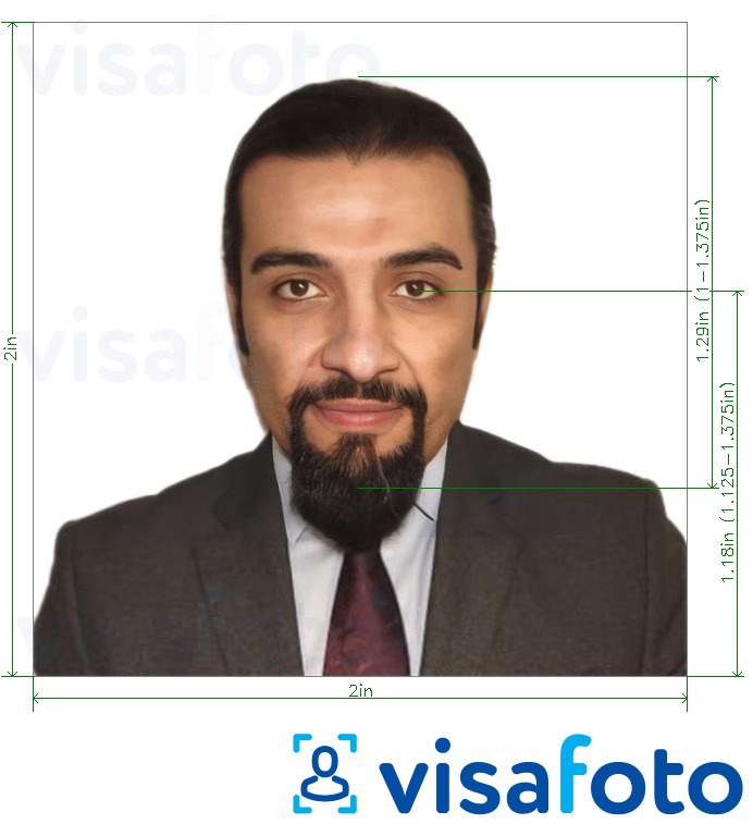 ຕົວຢ່າງຮູບພາບສໍາລັບ Djibouti visa 2x2 ນິ້ວ (51x51 ມົມ, 5x5 ຊມ) ພ້ອມມີຂໍ້ກໍານົດຂະໜາດທີ່ແນ່ນອນ