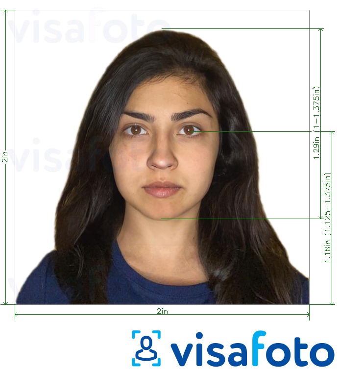 ຕົວຢ່າງຮູບພາບສໍາລັບ ປະເທດອິນເດຍ OCI Passport (2x2 ນິ້ວ, 51x51mm) ພ້ອມມີຂໍ້ກໍານົດຂະໜາດທີ່ແນ່ນອນ