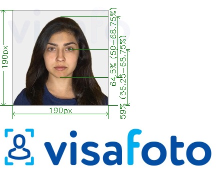 ຕົວຢ່າງຮູບພາບສໍາລັບ ອິນເດຍ Visa 190x190 px ຜ່ານ VFSglobal.com ພ້ອມມີຂໍ້ກໍານົດຂະໜາດທີ່ແນ່ນອນ
