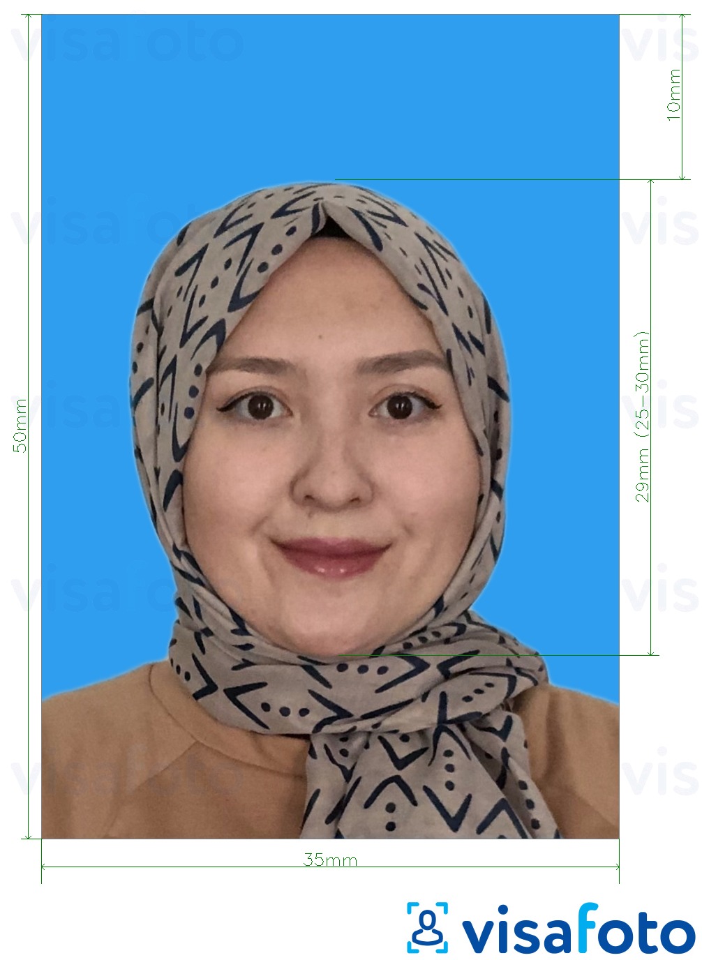 ຕົວຢ່າງຮູບພາບສໍາລັບ Malaysia Passport 35x50 mm background background ພ້ອມມີຂໍ້ກໍານົດຂະໜາດທີ່ແນ່ນອນ