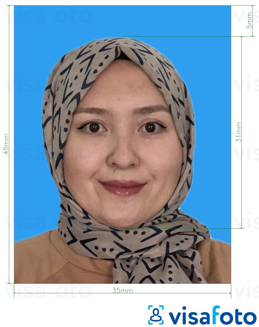 ຕົວຢ່າງຮູບພາບສໍາລັບ Malaysia Visa 35x45 mm background background ພ້ອມມີຂໍ້ກໍານົດຂະໜາດທີ່ແນ່ນອນ